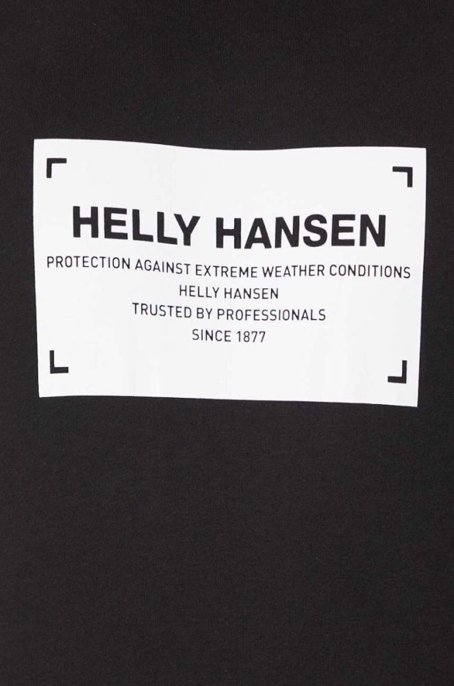 Бавовняна футболка Helly Hansen колір чорний з принтом 53976-001 фото 6