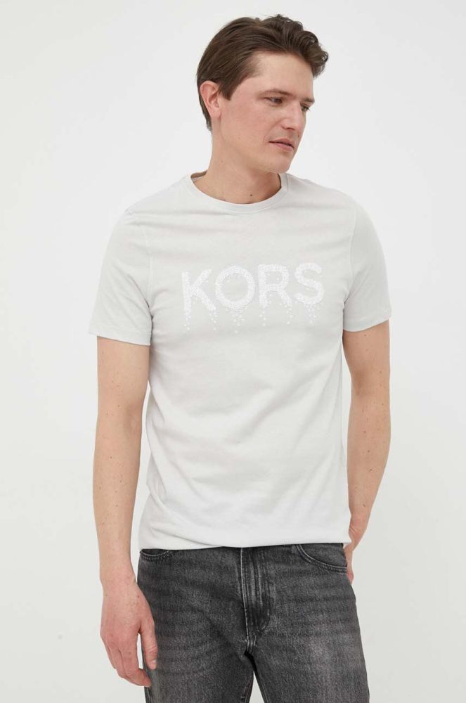 Бавовняна футболка Michael Kors колір сірий з аплікацією