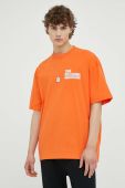 Бавовняна футболка Deus Ex Machina колір помаранчевий з принтом