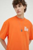 Бавовняна футболка Deus Ex Machina колір помаранчевий з принтом