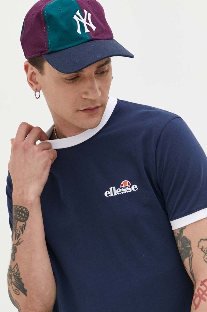 Бавовняна футболка Ellesse колір синій з аплікацією SHR10164-WHITE