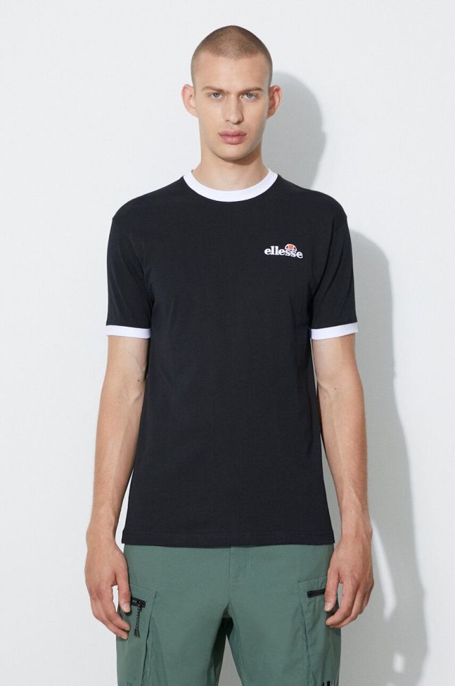 Бавовняна футболка Ellesse колір чорний з аплікацією SHR10164-WHITE