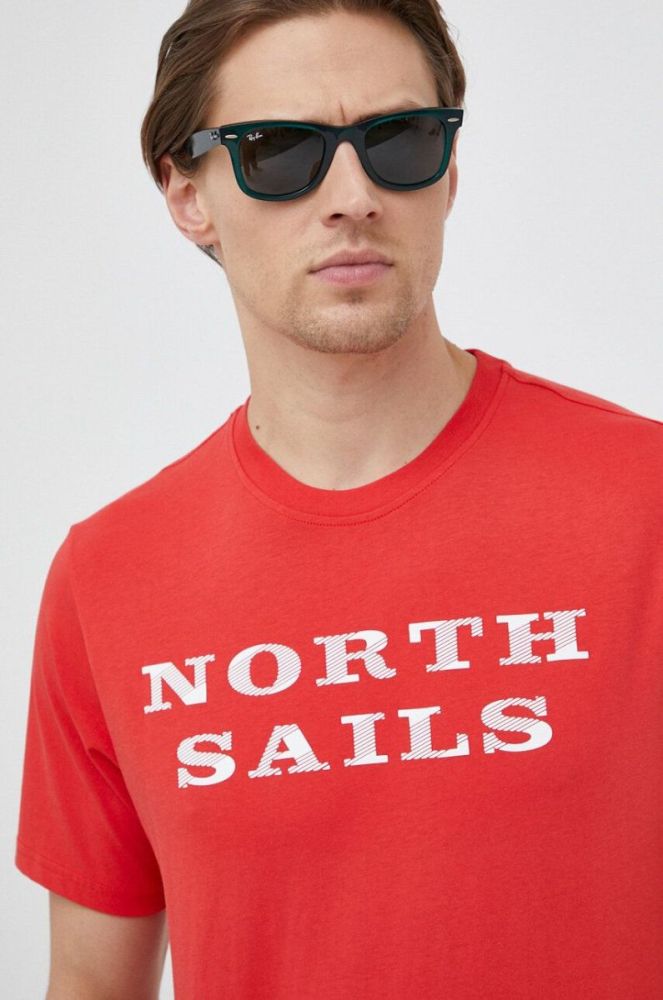 Бавовняна футболка North Sails колір червоний з принтом (3076309) фото 4