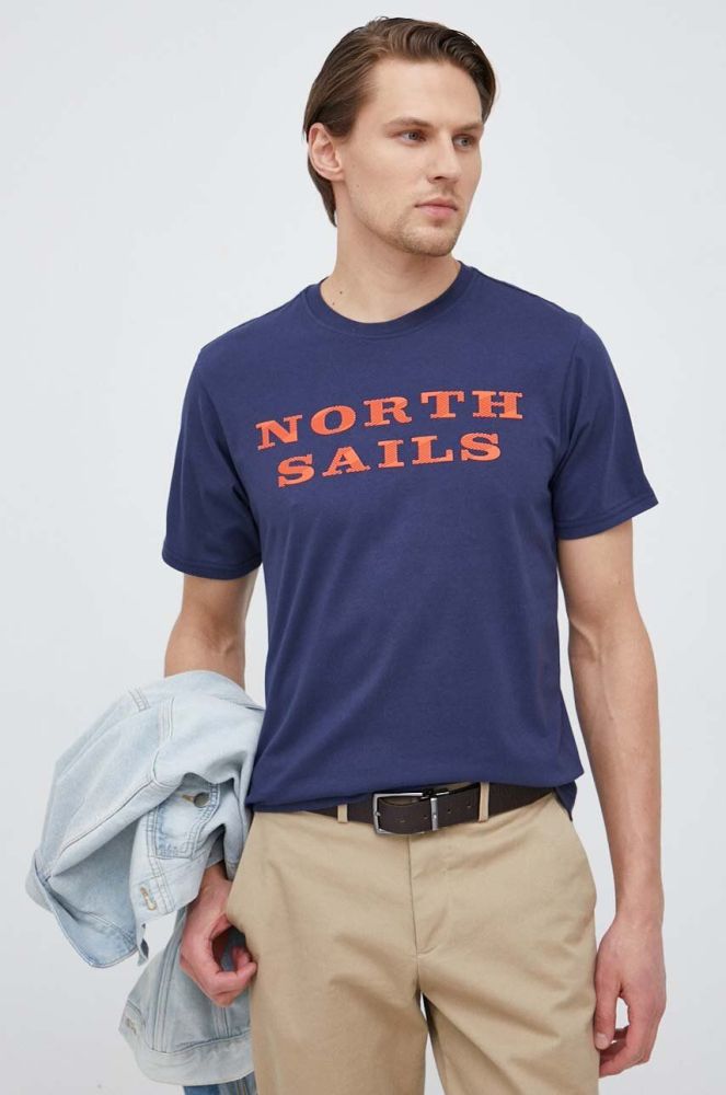 Бавовняна футболка North Sails колір синій з принтом (3076317)