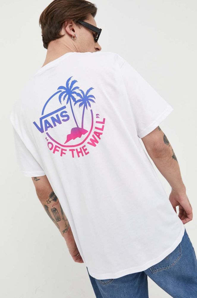 Бавовняна футболка Vans колір білий з принтом (3222146)