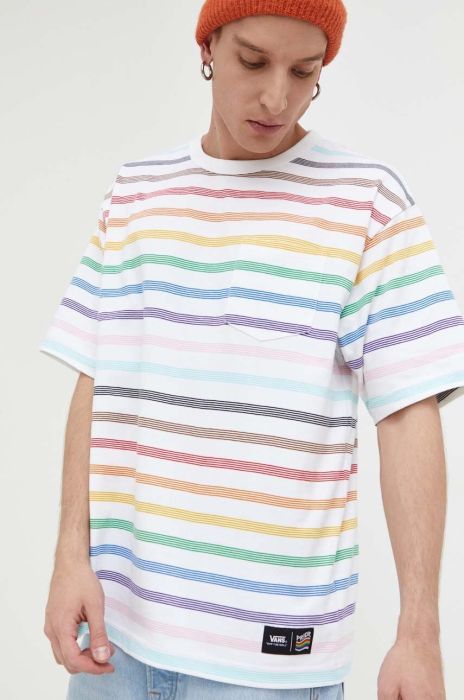 Бавовняна футболка Vans колір білий візерунок (3333684)