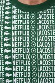 Бавовняна футболка Lacoste x Netflix колір зелений візерунок