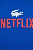 Бавовняна футболка Lacoste x Netflix візерунок TH7343-70V колір блакитний