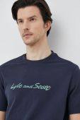 Бавовняна футболка Lyle & Scott колір синій з аплікацією