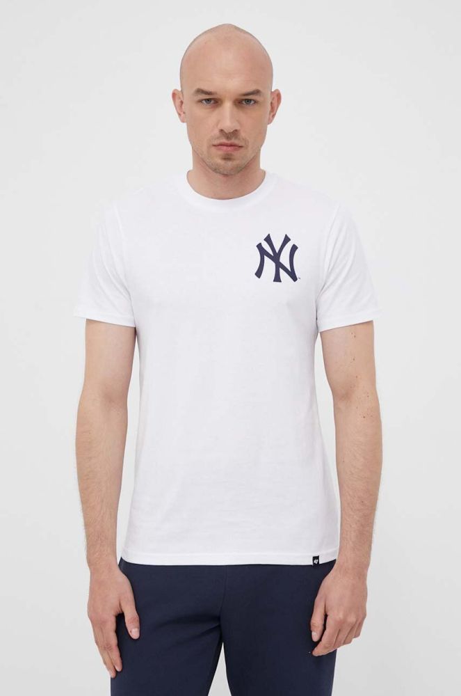 Бавовняна футболка 47brand MLB New York Yankees колір білий з принтом (3262155)