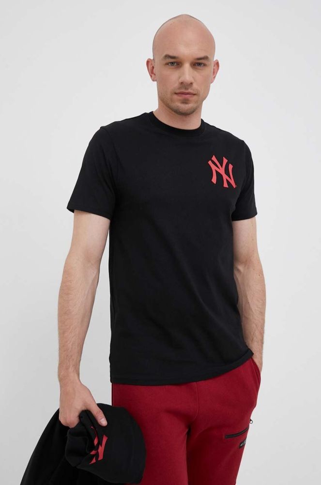 Бавовняна футболка 47brand MLB New York Yankees колір чорний з принтом (3259123)