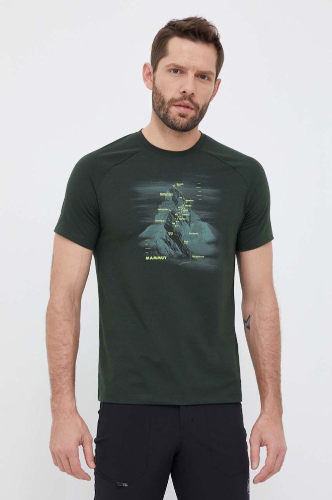 Спортивна футболка Mammut Mountain H?rnligrat колір зелений з принтом