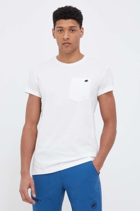 Футболка Mammut Off Mountain Pocket чоловіча колір білий однотонна