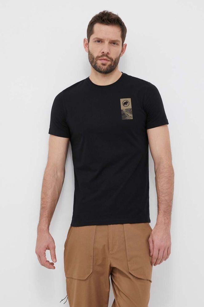 Спортивна футболка Mammut Core Emblem колір чорний з принтом