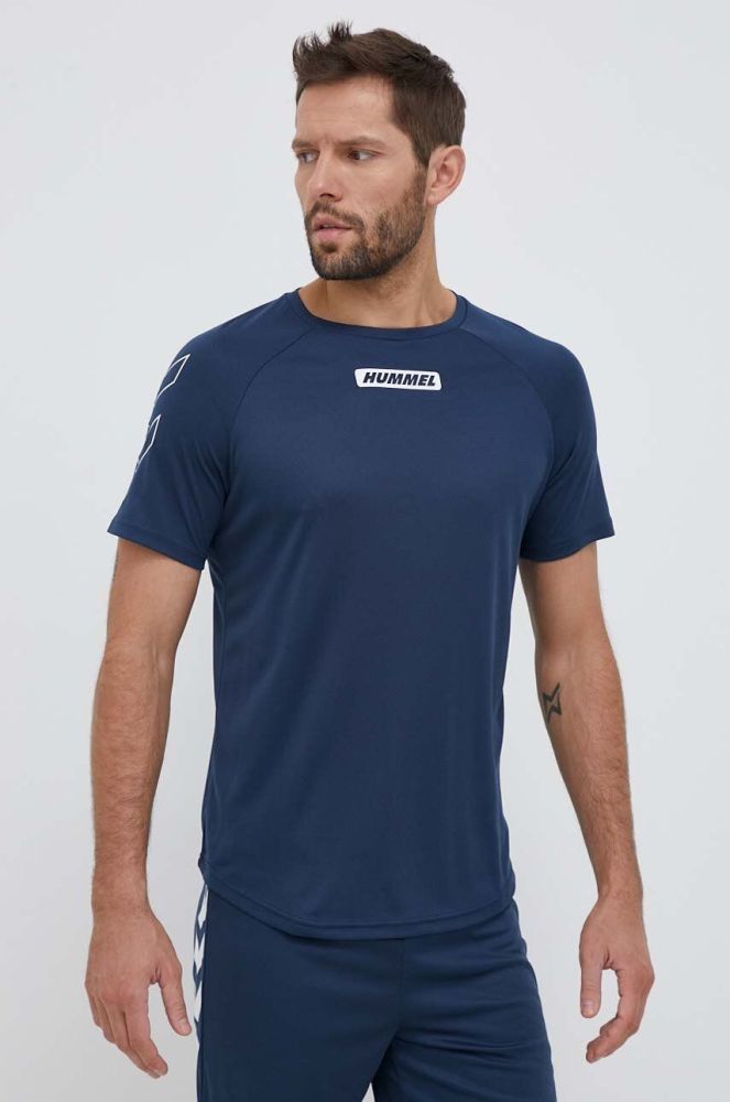 Тренувальна футболка Hummel Topaz колір синій з принтом