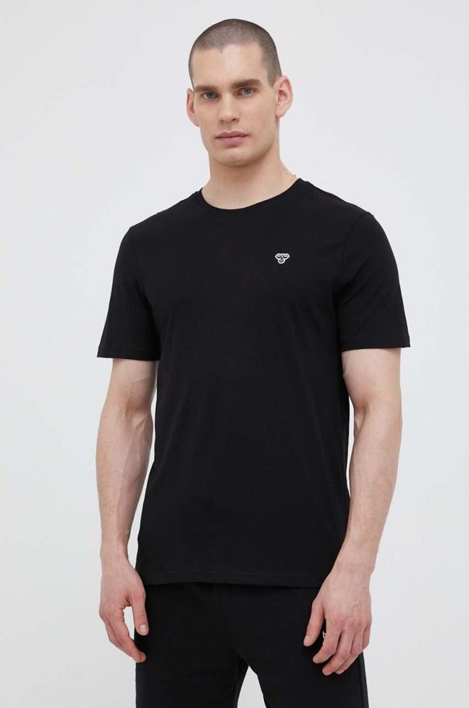 Бавовняна футболка Hummel колір чорний однотонний (3221001)