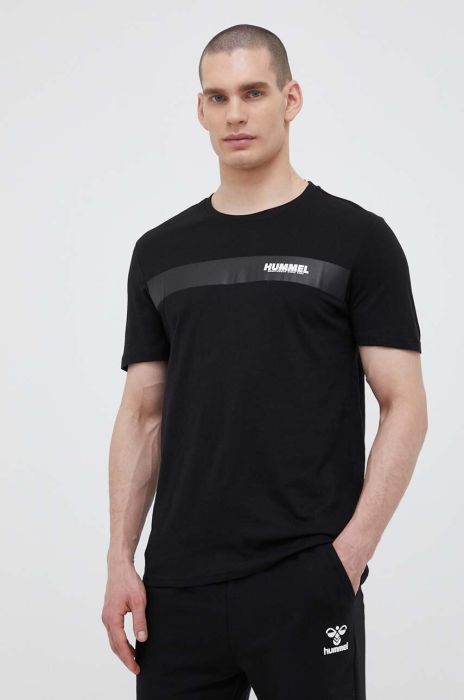 Бавовняна футболка Hummel колір чорний з принтом (3218924)