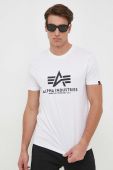 Бавовняна футболка Alpha Industries колір білий з принтом 100501.09-White