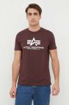 Бавовняна футболка Alpha Industries колір бордовий з принтом 100501.21-DeepMaroon