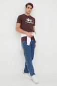 Бавовняна футболка Alpha Industries колір бордовий з принтом 100501.21-DeepMaroon
