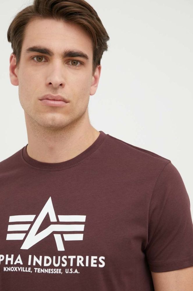 Бавовняна футболка Alpha Industries колір бордовий з принтом 100501.21-DeepMaroon фото 4