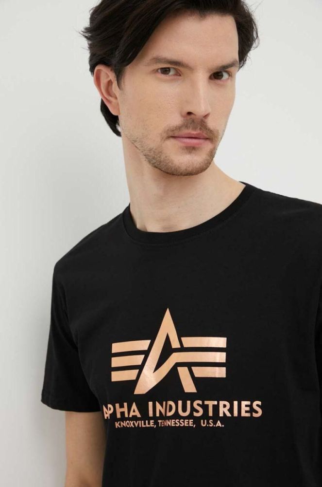 Бавовняна футболка Alpha Industries колір чорний з принтом 100501FP.365-BlackGold фото 4