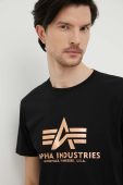 Бавовняна футболка Alpha Industries колір чорний з принтом 100501FP.365-BlackGold
