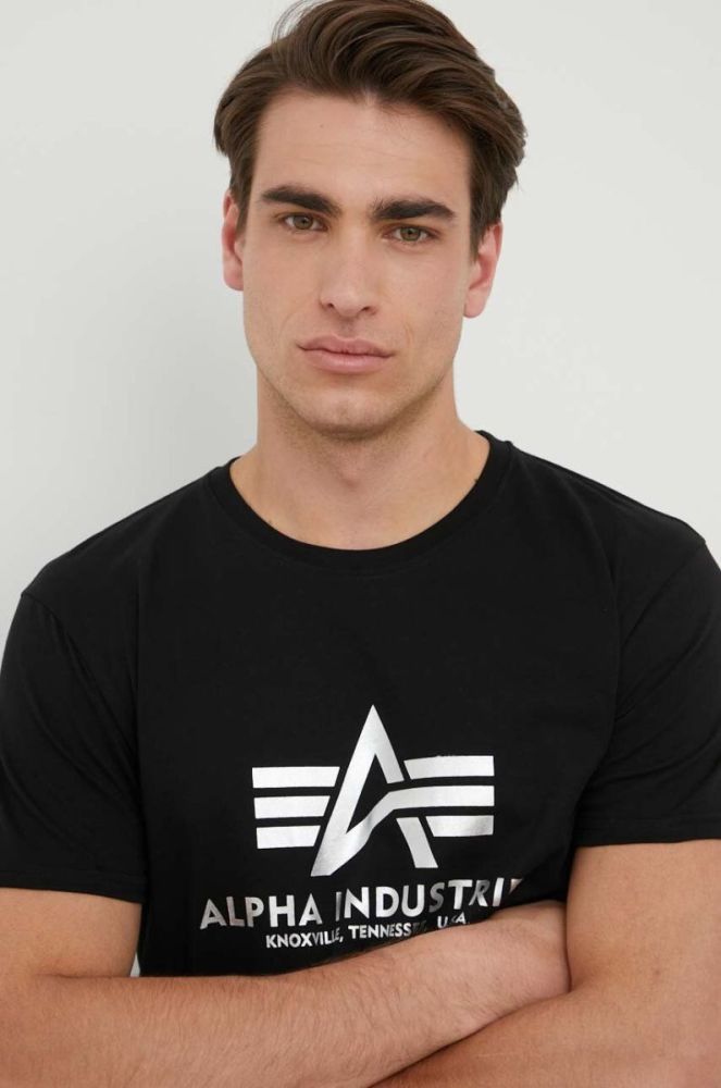 Бавовняна футболка Alpha Industries колір чорний з принтом 100501FP.530-BlackSilve фото 4