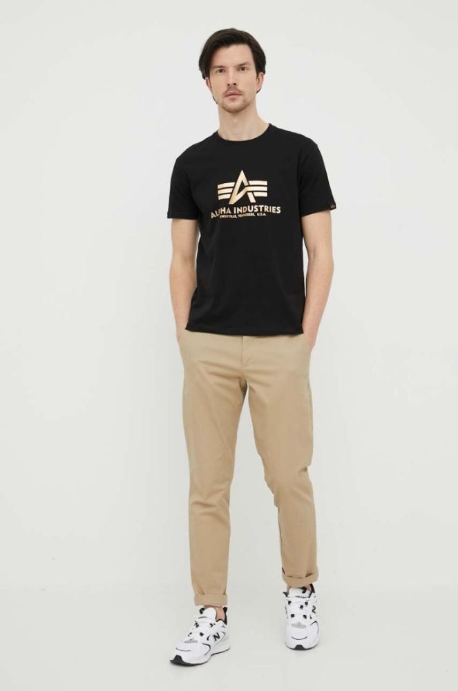 Бавовняна футболка Alpha Industries колір чорний з принтом 100501FP.583-BlackGold фото 2