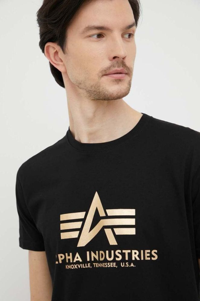 Бавовняна футболка Alpha Industries колір чорний з принтом 100501FP.583-BlackGold фото 4