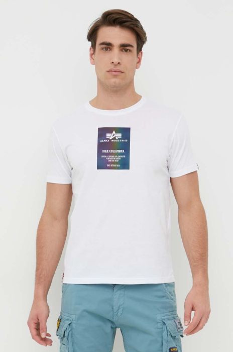 Бавовняна футболка Alpha Industries колір білий з принтом 126501RR.09-White