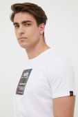 Бавовняна футболка Alpha Industries колір білий з принтом 126501RR.09-White