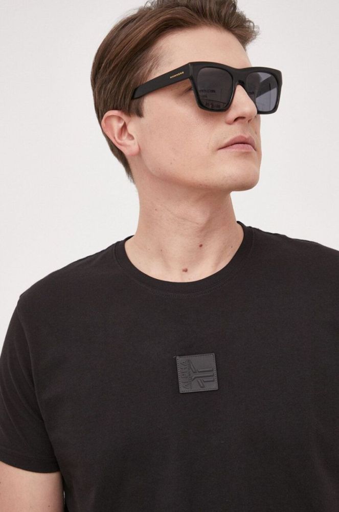 Бавовняна футболка Alpha Industries колір чорний однотонний фото 4