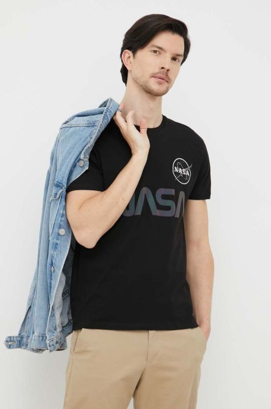 Бавовняна футболка Alpha Industries колір чорний з принтом 178501RR.03-Black