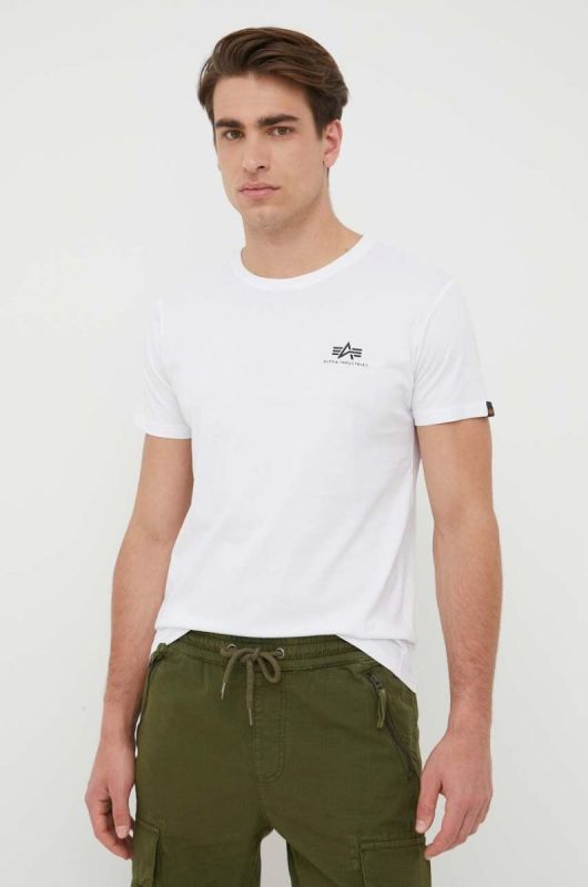 Бавовняна футболка Alpha Industries колір білий з принтом 188505.09-White