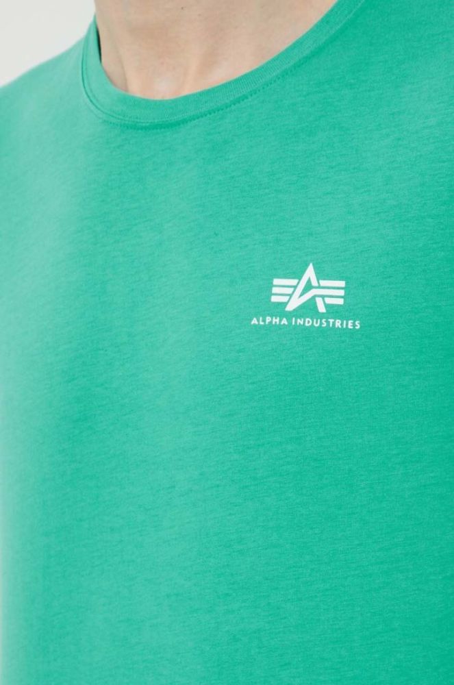Бавовняна футболка Alpha Industries колір бірюзовий однотонний фото 4