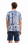 Бавовняна футболка Desigual колір білий візерунок