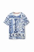Бавовняна футболка Desigual колір білий візерунок