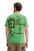Бавовняна футболка Desigual чоловічий колір зелений візерунок