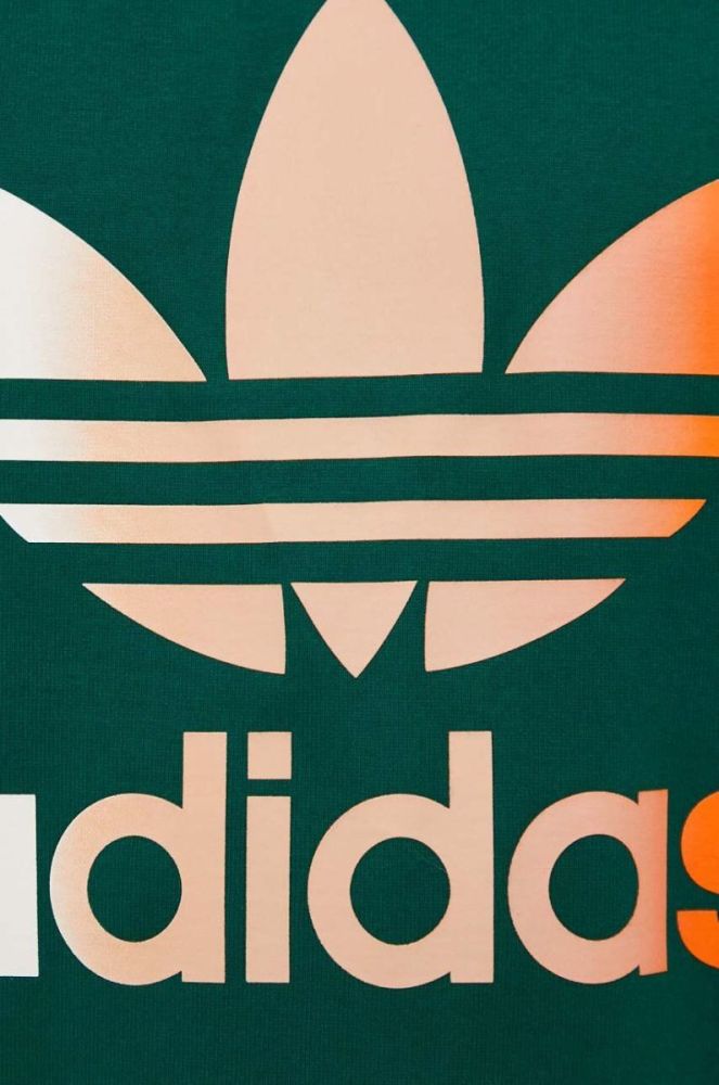 Бавовняна футболка adidas Originals колір зелений з принтом (3363772) фото 4