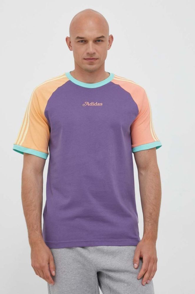 Бавовняна футболка adidas Originals колір фіолетовий візерунок (3363781) фото 4