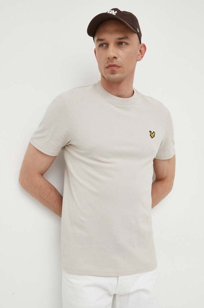 Бавовняна футболка Lyle & Scott колір бежевий однотонний