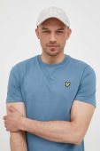 Бавовняна футболка Lyle & Scott однотонний колір блакитний