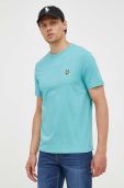 Бавовняна футболка Lyle & Scott колір бірюзовий однотонний