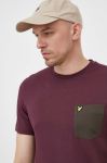 Бавовняна футболка Lyle & Scott колір фіолетовий однотонний