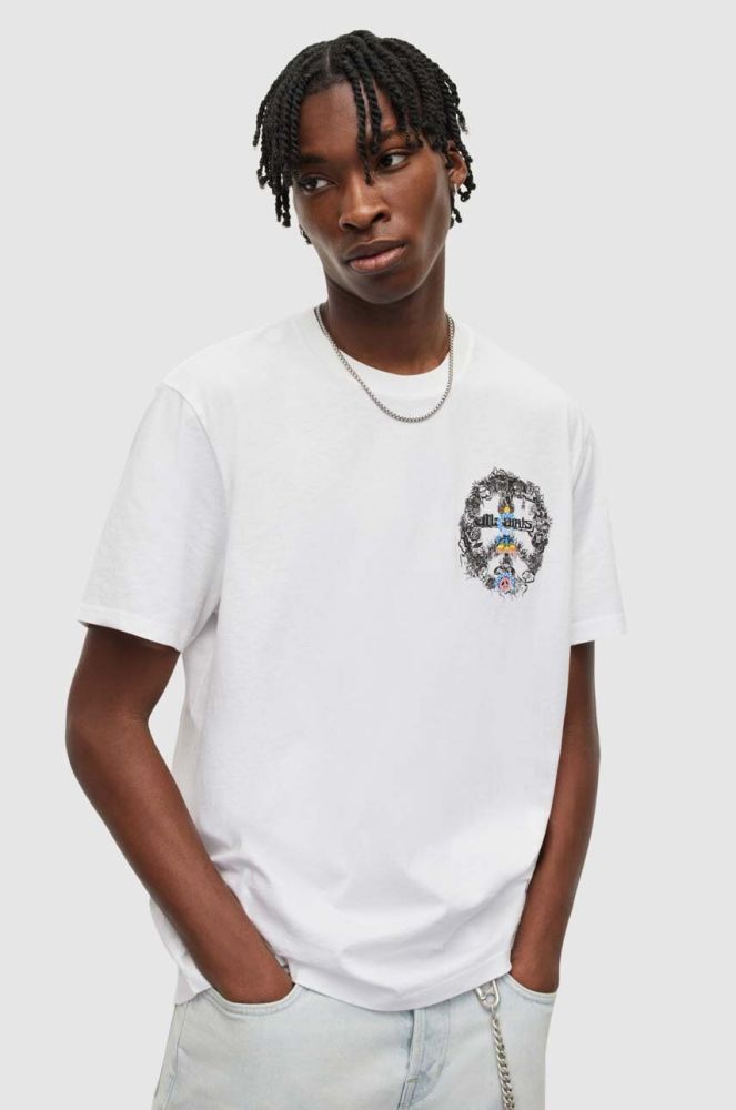 Бавовняна футболка AllSaints колір білий з принтом (3258573)