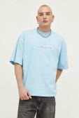 Бавовняна футболка Preach з принтом колір блакитний