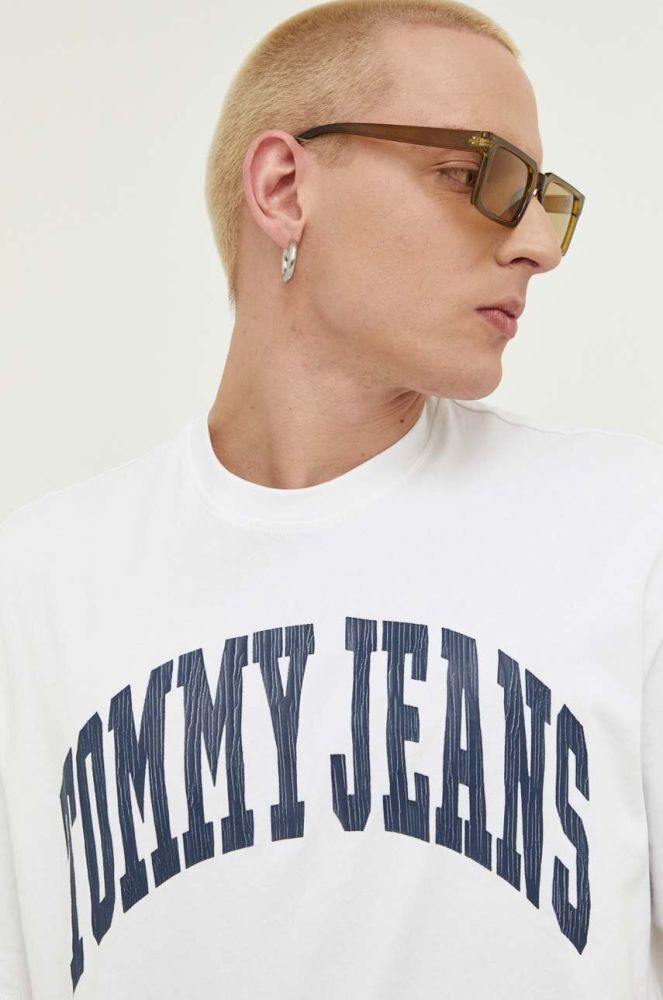 Бавовняна футболка Tommy Jeans колір білий з принтом (3277629)