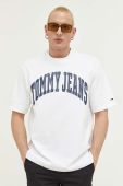 Бавовняна футболка Tommy Jeans колір білий з принтом (3277629)
