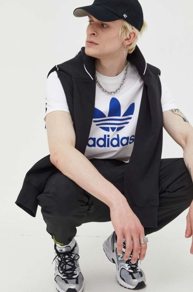 Бавовняна футболка adidas Originals Adicolor Classics Trefoil Tee колір білий з принтом IA4813-WHITE/SELU фото 2